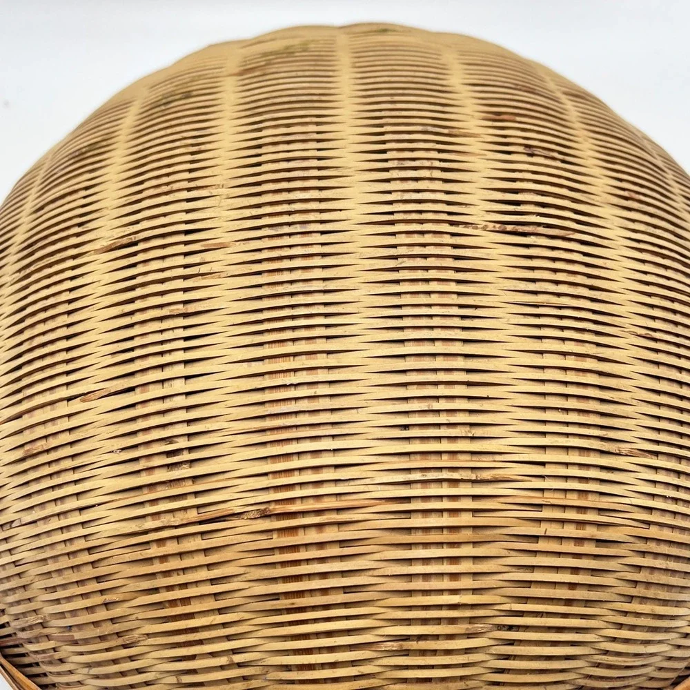 Vintage Woven Winnowing Basket Round Shallow Boho Wall Decor 12.5in